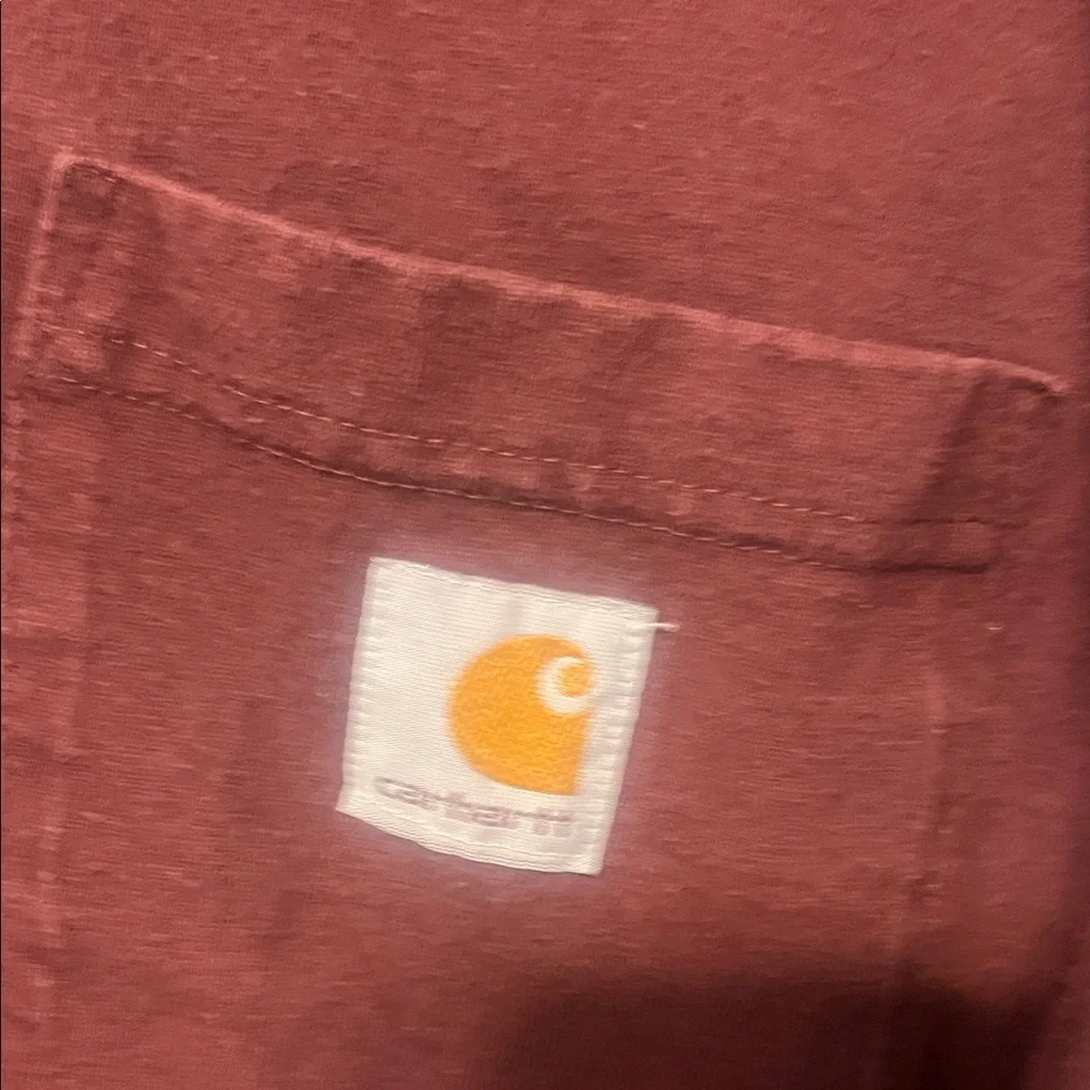 Vintage Carhartt Men's Burgundy Long Sleeve Tee - Picture 3 of 4